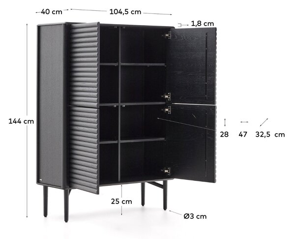 Černá dubová komoda Kave Home Lenon 104,5 x 40 cm