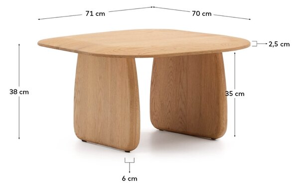Kave Home Dubový odkládací stolek Pirita 71 x 70 cm