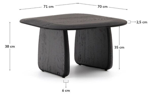 Kave Home Tmavý dubový odkládací stolek Pirita 71 x 70 cm