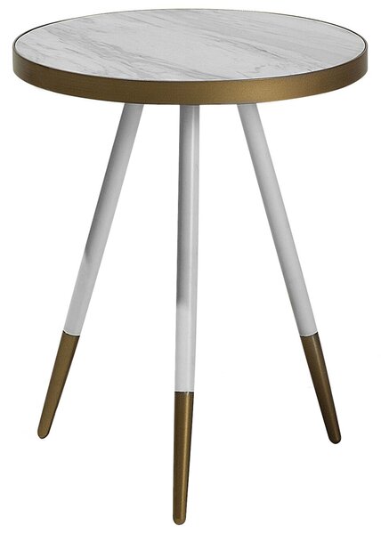 Odkládací stolek s mramorovým efektem bílý/zlatý RAMONA