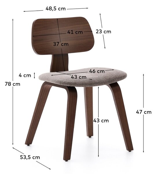 Čalouněná ořechová jídelní židle Kave Home Gena