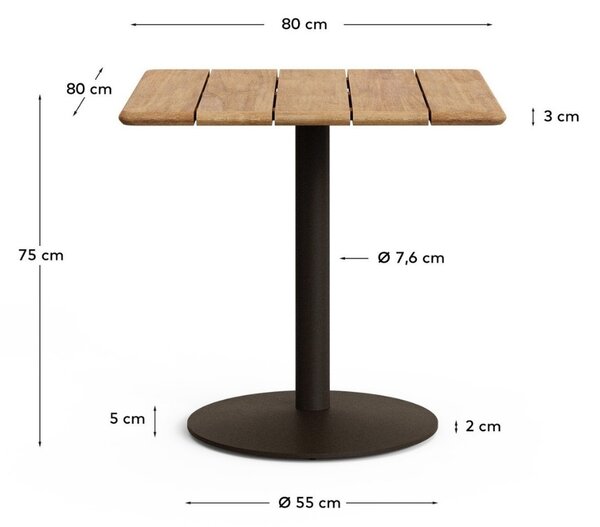 Dřevěný bistro stolek Kave Home Esilda 80 x 80 cm