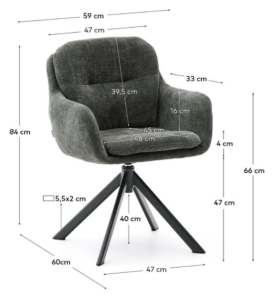 Tmavě zelená otočná židle Kave Home Lexa