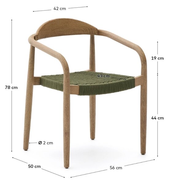 Dřevěná jídelní židle Kave Home Nina se zeleným výpletem