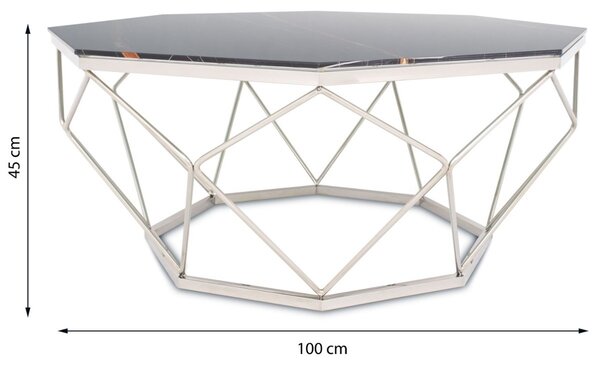 DekorStyle Konferenční stolek VOLARE 100 cm černý/stříbrný