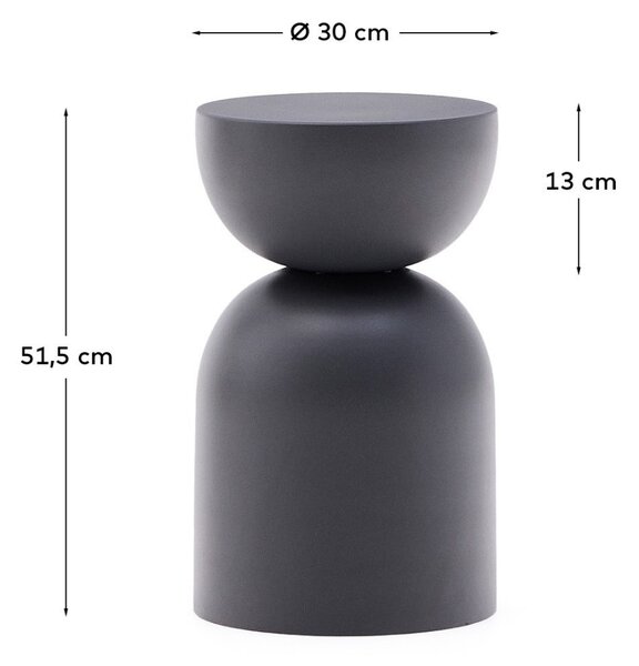 Šedý kovový odkládací stolek Kave Home Rachell 30,5 cm