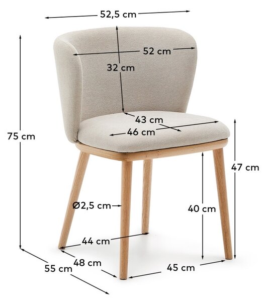 Kave Home Béžová jídelní židle Ciselia s dřevěnou podnoží