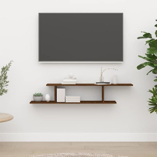 Nástěnná TV police hnědý dub 125 x 18 x 23 cm kompozitní dřevo