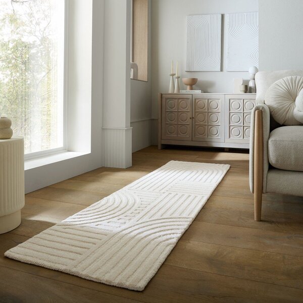 Slonovinový ručně tkaný vlněný běhoun 60x230 cm Zen Garden – Flair Rugs