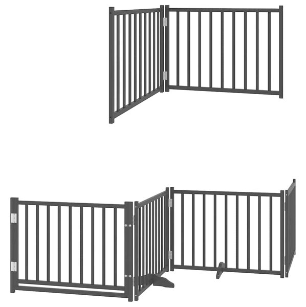 Zábrana pro psy s dvířky skládací 6 panelů černá 480 cm topol 3155737