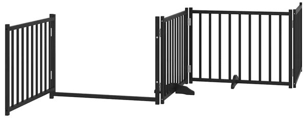 Zábrana pro psy s dvířky skládací 6 panelů černá 480 cm topol 3155737