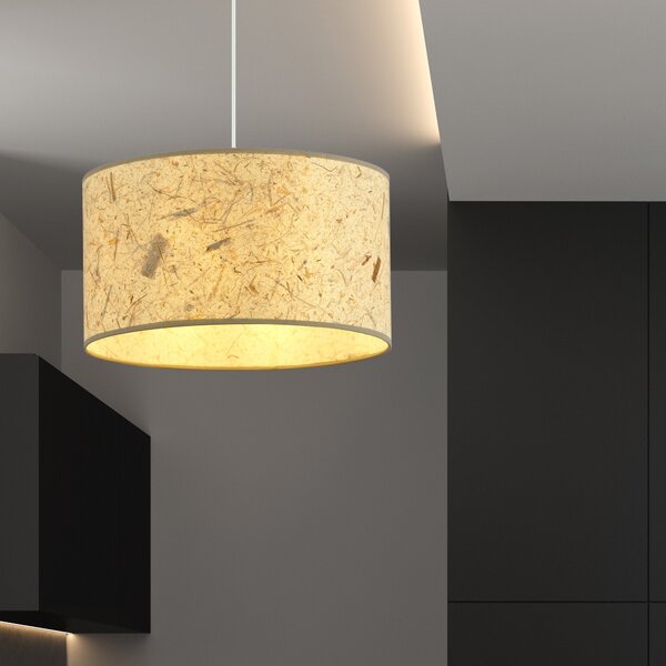 Závěsné svítidlo ASTON 1 – černé, hnědé textilní stínidlo, korkový detail, 1× E27