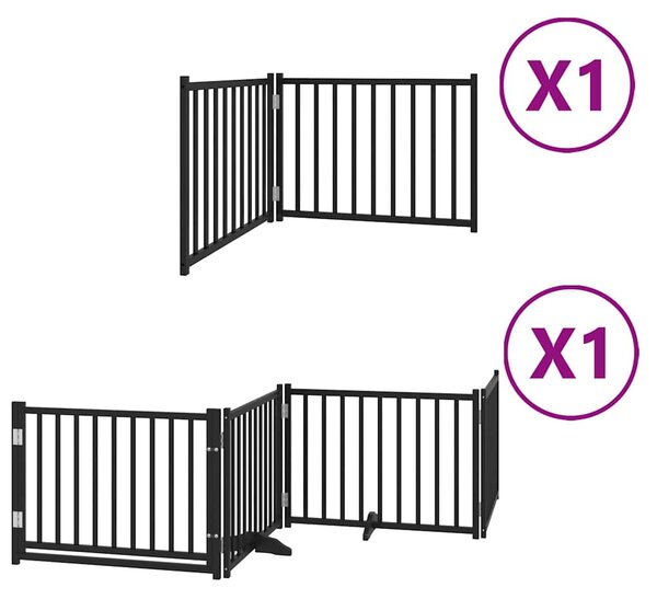 Zábrana pro psy s dvířky skládací 6 panelů černá 480 cm topol 3155737