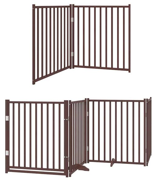Zábrana pro psy s dvířky skládací 6 panelů hnědá 480 cm topol 3155749