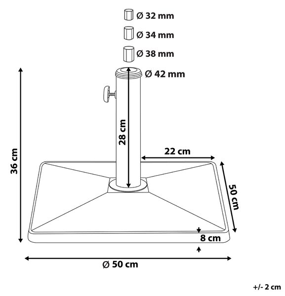 Základna slunečníku CERVO Černá Čtvercový 25 kg