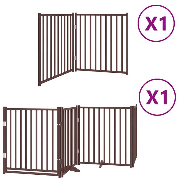 Zábrana pro psy s dvířky skládací 6 panelů hnědá 480 cm topol 3155749