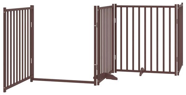 Zábrana pro psy s dvířky skládací 6 panelů hnědá 480 cm topol 3155749