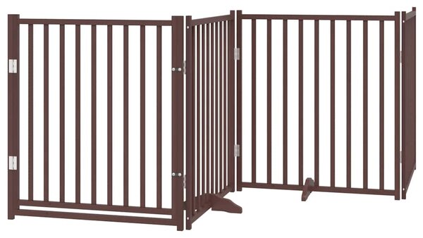 Zábrana pro psy s dvířky skládací 6 panelů hnědá 480 cm topol 3155749