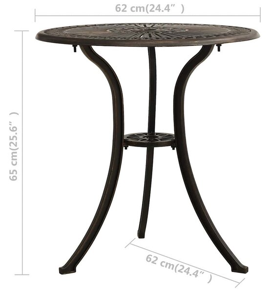 Zahradní stůl bronzový 62 x 62 x 65 cm litý hliník 315579