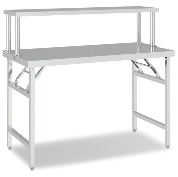 Kuchyňský pracovní stůl s horní policí 120 x 60 x 115 cm ocel 3155991