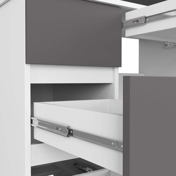 Ak furniture Psací stůl A-7 90 cm bílý/šedý levý