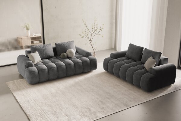 -25 % Dny MOMENTI– Cosmopolitan Design Šedá sametová dvoumístná pohovka Linz 175 cm