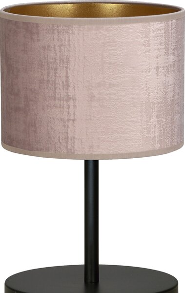 Stolní lampa HILDE LN1 – černá, růžové textilní stínidlo, 1× E27, šířka 18 cm