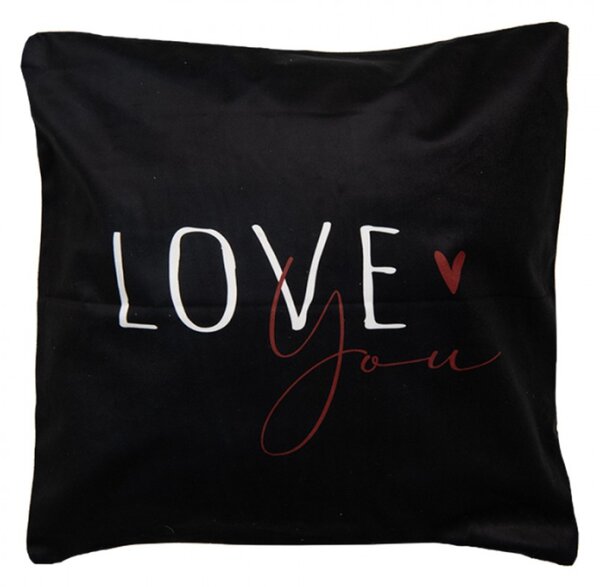 Černo-bílý povlak na polštář s nápisem Love You Happy and Smile – 45x45 cm