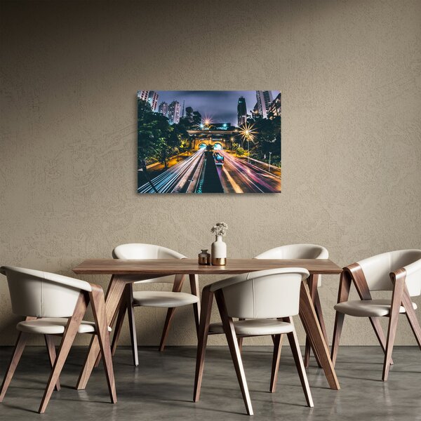 Skleněný obraz nočního města (70x50 cm)