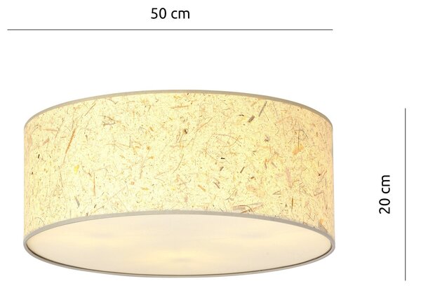 Stropní svítidlo ASTON 3 – černé, hnědá textilní stínidla, korkový detail, 3× E27, šířka 50 cm