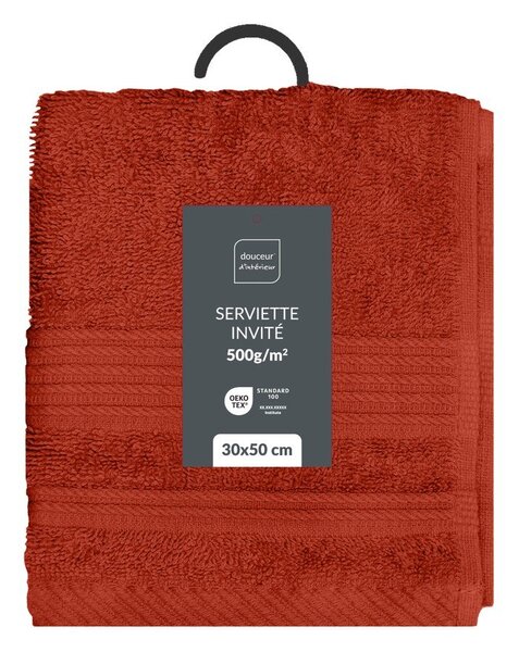 Froté bavlněný ručník v cihlové barvě 30x50 cm Tendresse – douceur d'intérieur
