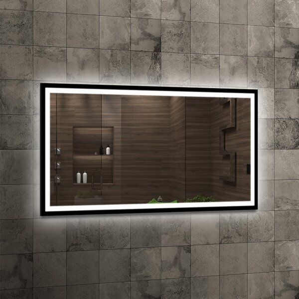 Venti Luxled zrcadlo 120x60 cm obdélníkový s osvětlením černá 5907459662733