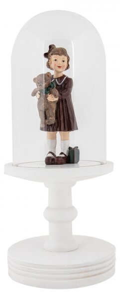 Skleněný poklop na bílém dřevěném podstavci s vysokou nohou Kai S – 14x34 cm