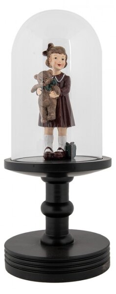 Skleněný poklop na černém dřevěném podstavci s vysokou nohou Kai S – 14x34 cm
