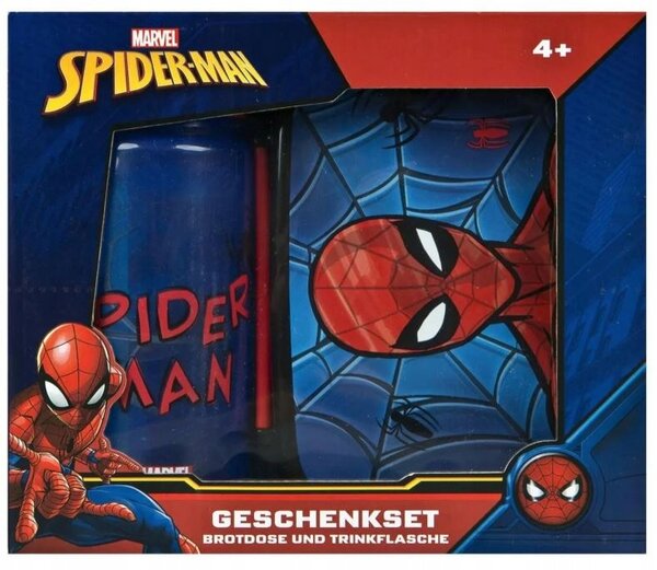 Svačinový box box Spiderman s přihrádkou, CHLEBAŘSKÝ TAŠKA + LAHEV NA PITÍ 500ML