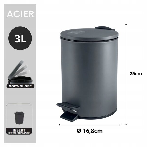 Odpadkový koš spirella 3 l šedý