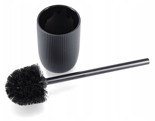 WC ŠTĚTKA S KERAMICKÝM DRŽÁKEM, ČERNÁ, Ø 10 cm, ZELLER