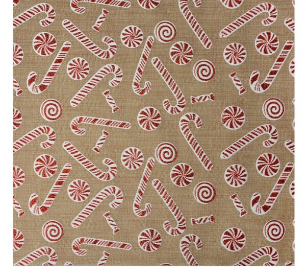 Vánoční béžový běhoun na stůl s motivem Candy Cane – 28x275 cm