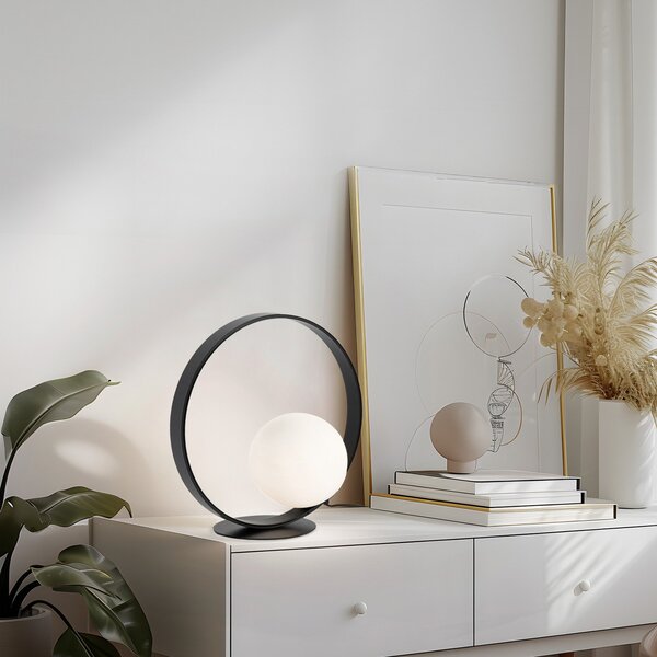 Stolní lampa NOLA, Infinite, Černá, Obývací pokoj, Sklo, Moderní