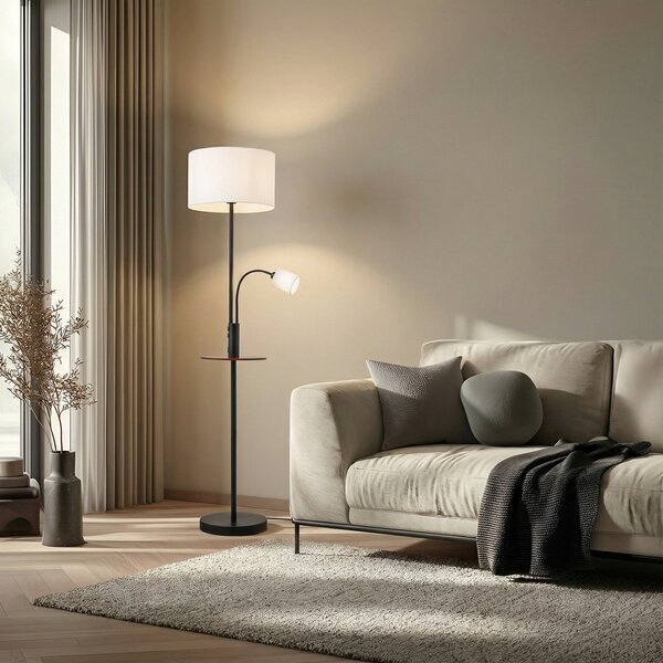 Stojací Lampa Lindby, Aovan, Černá, Obývací pokoj, Kov, Moderní