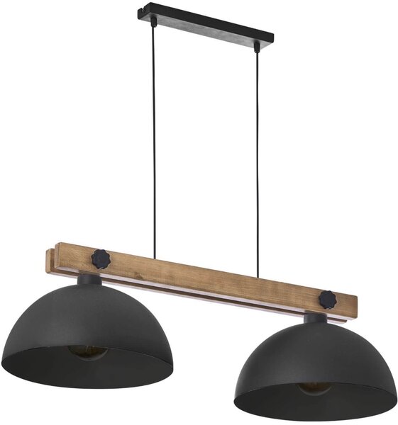 TK Lighting Oslo závěsné svítidlo 2x60 W černá-dřevo 1706