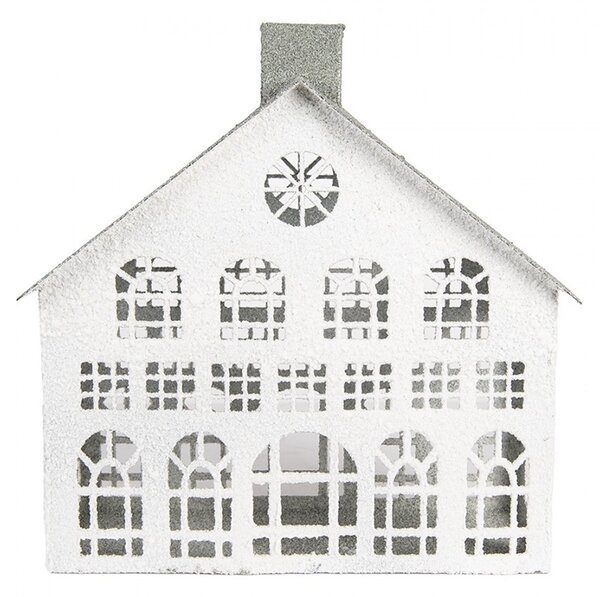 Bílý antik kovový svícen domek Vintage House - 34*16*34 cm - Clayre & Eef