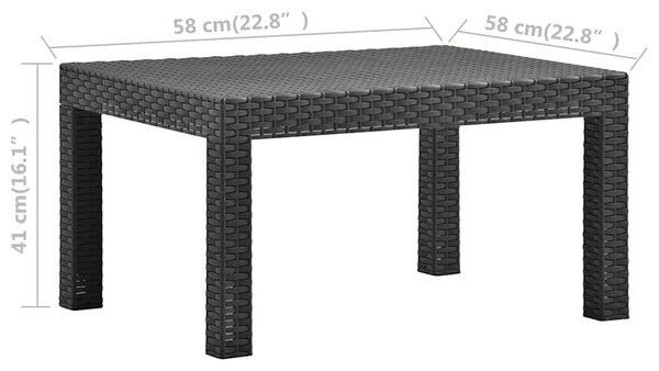 Zahradní stůl antracitový 58 x 58 x 41 cm PP ratan 315640