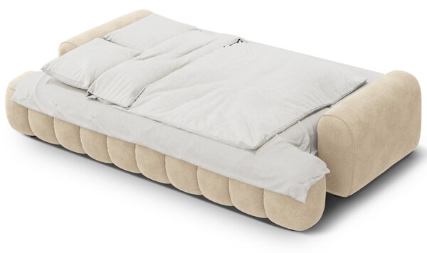 -25 % Dny MOMENTI– Cosmopolitan Design Světle béžová sametová rozkládací pohovka Linz 250 cm