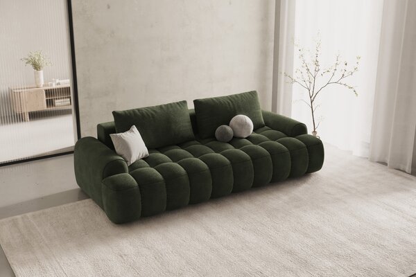 -25 % Dny MOMENTI– Cosmopolitan Design Zelená sametová rozkládací pohovka Linz 250 cm
