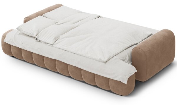 -25 % Dny MOMENTI– Cosmopolitan Design Tmavě béžová sametová rozkládací pohovka Linz 250 cm