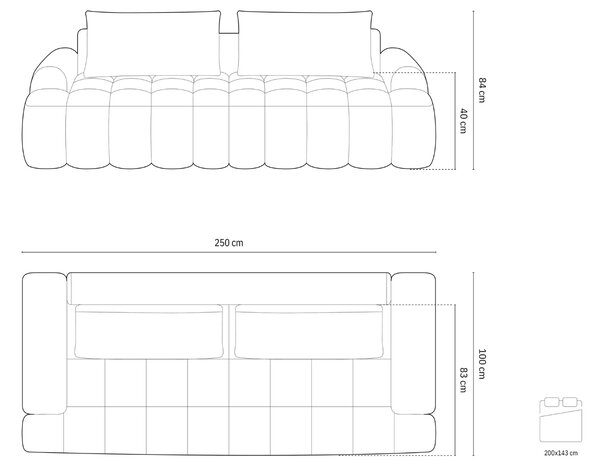 -25 % Dny MOMENTI– Cosmopolitan Design Světle béžová sametová rozkládací pohovka Linz 250 cm