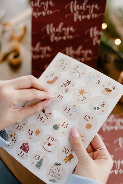 Samolepky na adventní kalendář Vánoční myšky