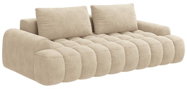 -25 % Dny MOMENTI– Cosmopolitan Design Světle béžová sametová rozkládací pohovka Linz 250 cm