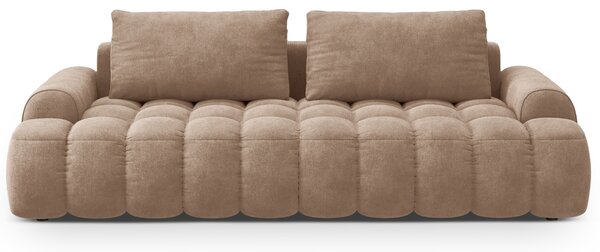 -25 % Dny MOMENTI– Cosmopolitan Design Tmavě béžová sametová rozkládací pohovka Linz 250 cm